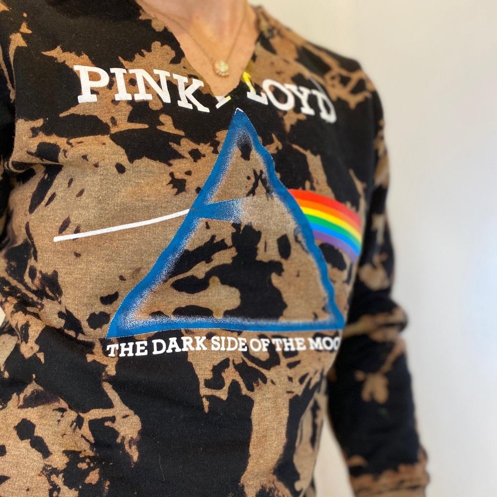 Custom tie dye Pink Floyd crew neck sweatshirt.